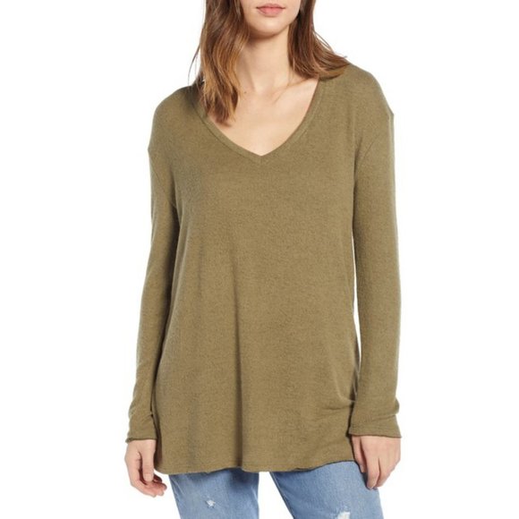 bp Sweaters - BP. Cozy V-Neck Sweater Olive Sz XS